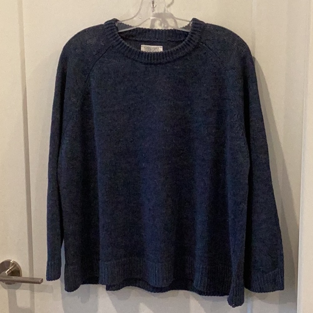 Blue Knit Linen Sweater